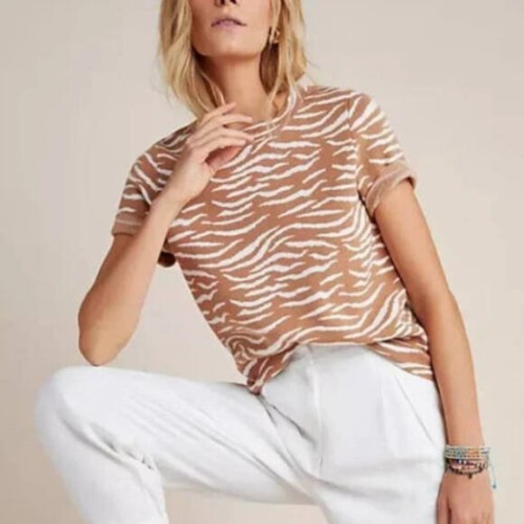 Anthropologie Sweater XS Evanna Zebra Animal Print - Picture 1 of 5